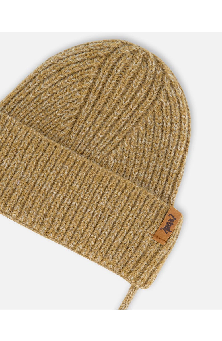 Deux par Deux Baby Unisex Mid-Season Knit Hat With Strings Taupe, Alternate, color, 