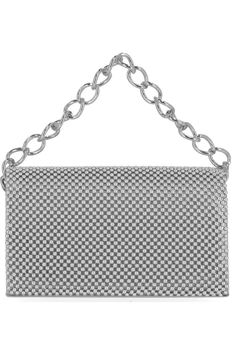 Jessica McClintock Damiana Beaded Metal Mesh Clutch, Alternate, color, Silver