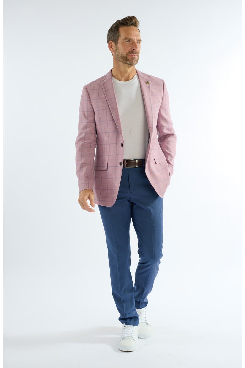 Windowpane Wool Blend Sport Coat, Alternate, color, BERRY
