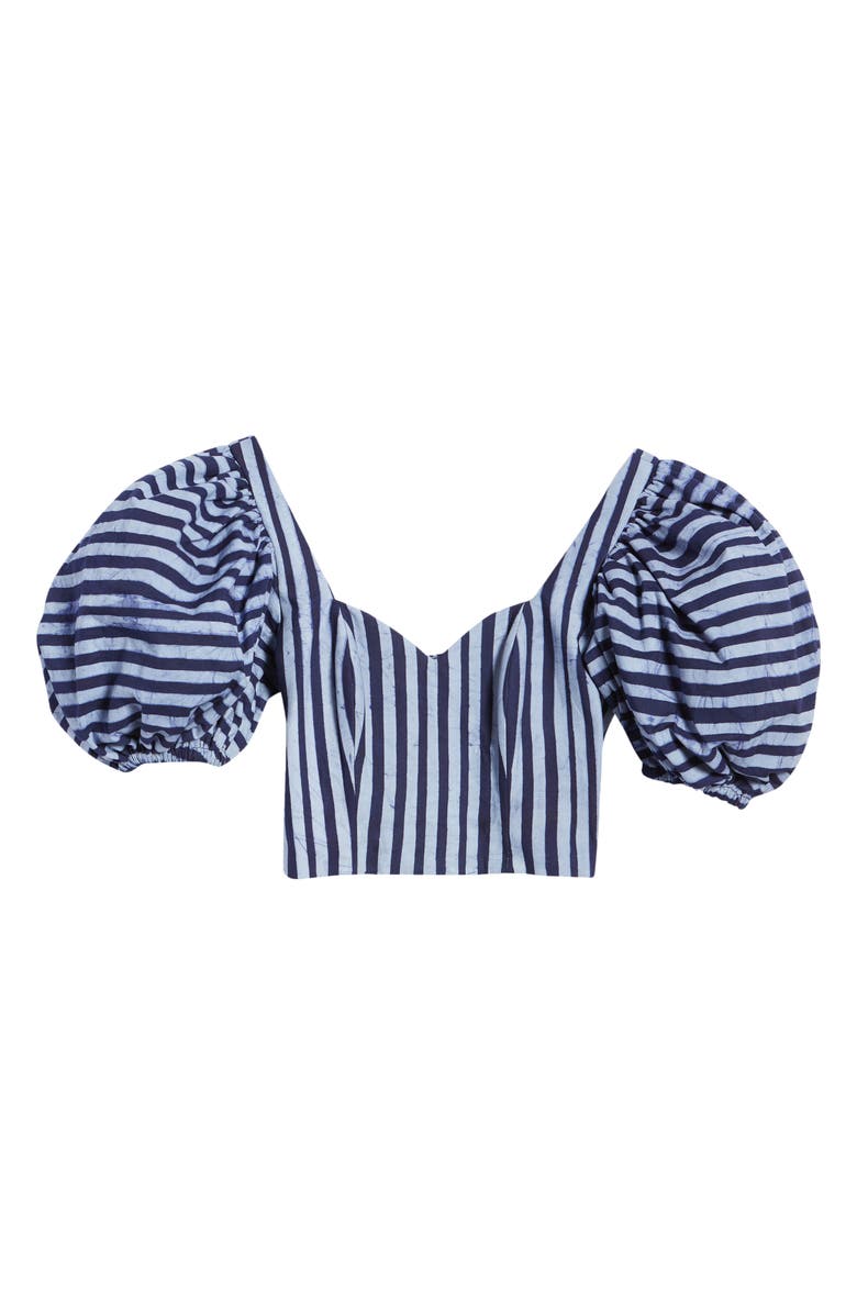 SIKA Asha Stripe Puff Sleeve Crop Top, Alternate, color,