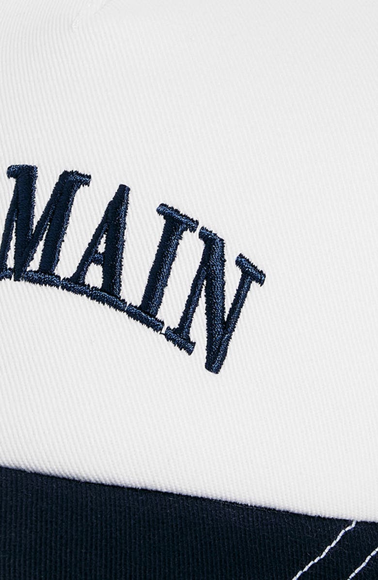 Balmain Embroidered Logo Bicolor Cotton Twill Baseball Cap, Alternate, color, Gpp White/ Navy