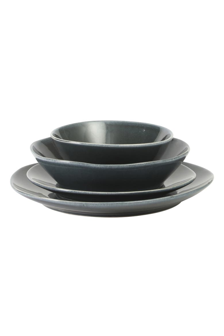 Montecito Breeze 16 Piece Double Plates and Bowls Stoneware Reactive Glaze Dinnerware Set, Alternate, color, Laguna Dawn