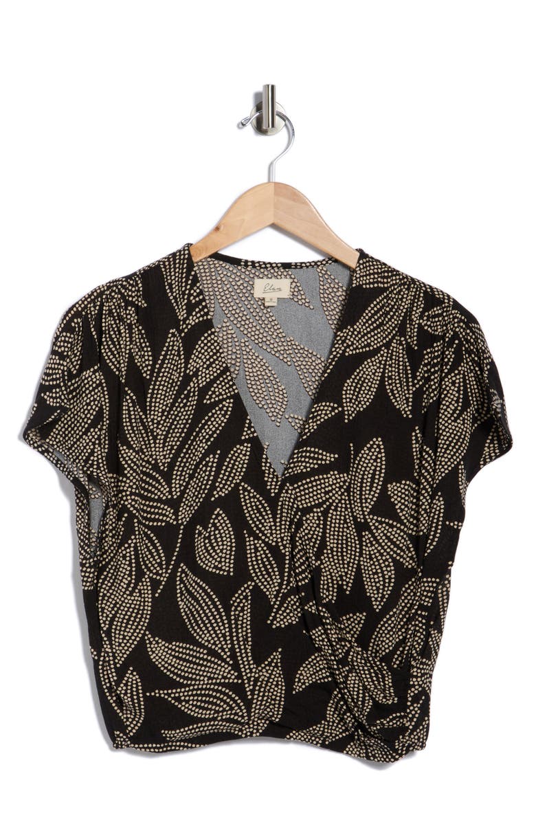 Elan Short Sleeve Crop Cover-Up Top, Alternate, color, Black Cartagena