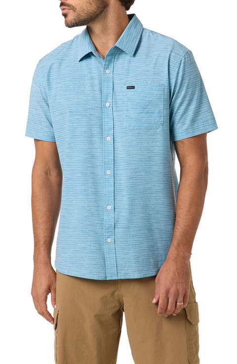 Standard Fit TRVLR Traverse Stripe Short Sleeve Performance Button-Up Shirt