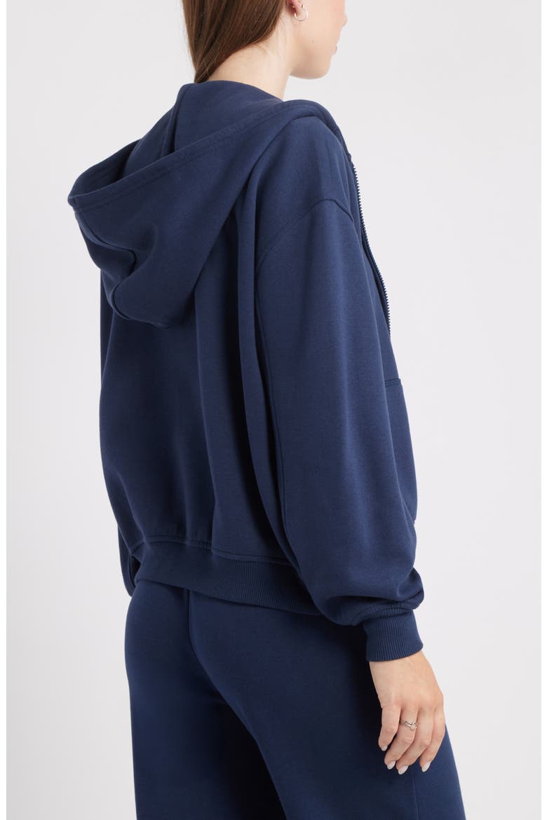 Relaxed Cotton Blend Zip Hoodie, Alternate, color, NAVY IRIS