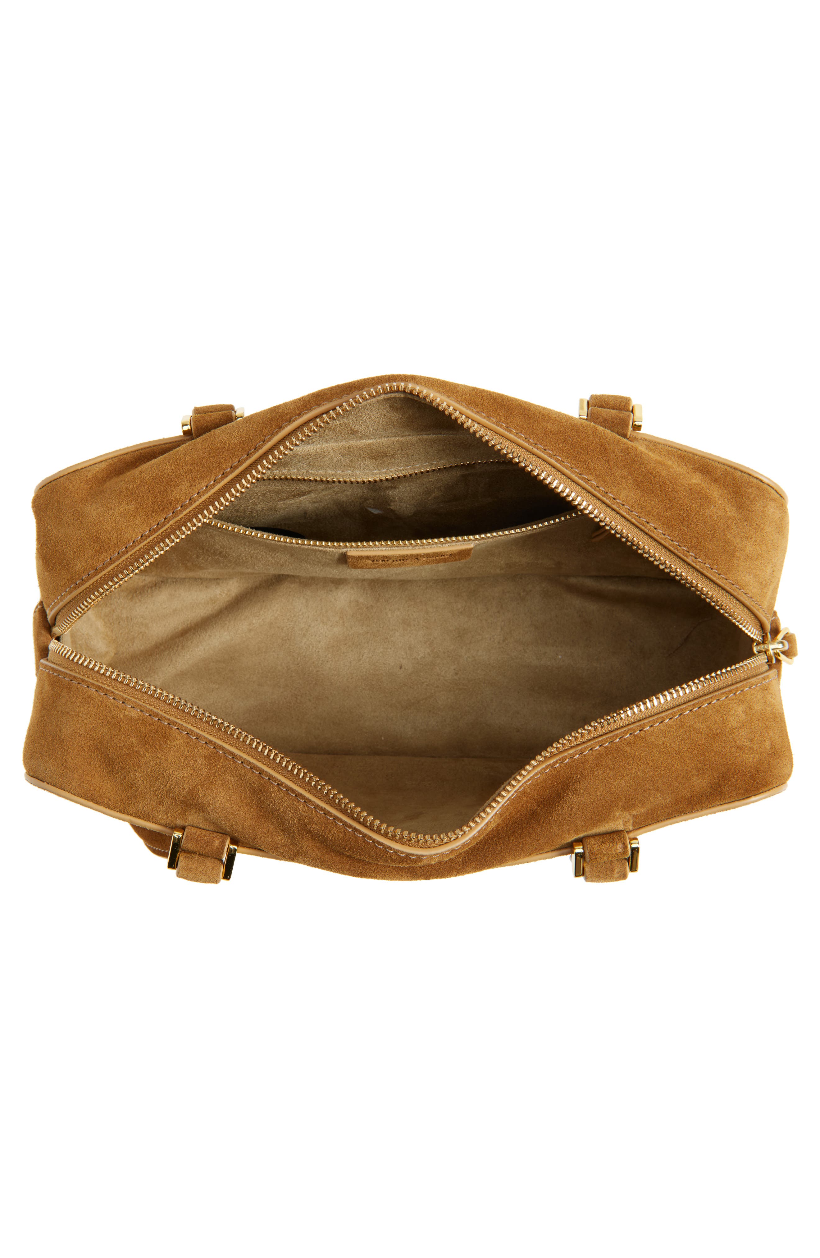 Veronica Beard Boxy Suede Shoulder Bag, Alternate, color, Acorn