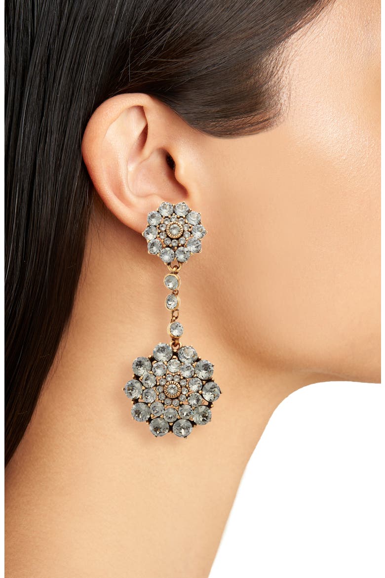 Classic Jeweled Swarovski Crystal Drop Earrings, Alternate, color, BLACK