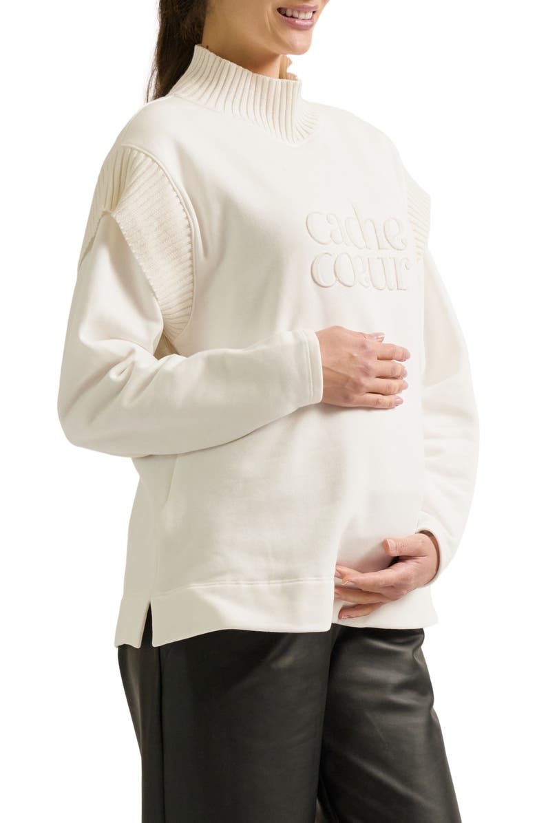 Cache Coeur Harper Maternity & Nursing Sweatshirt, Alternate, color, Ivory