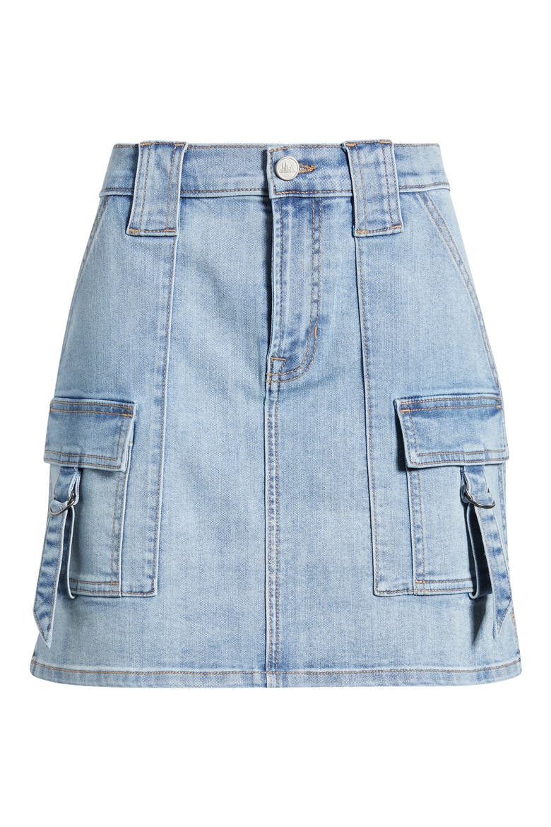 Cargo Denim Miniskirt, Alternate, color, MEDIUM INDIGO
