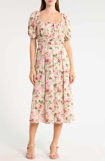 Floral Short Sleeve Midi Dress
