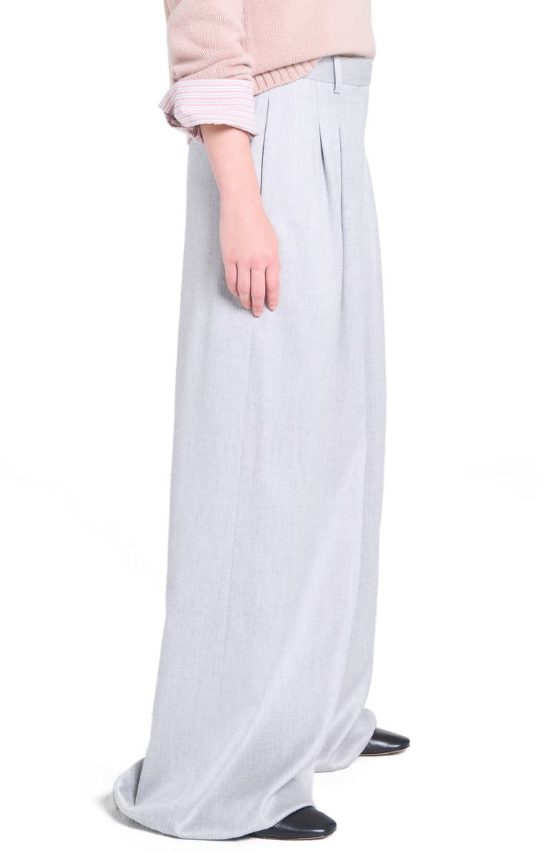 TWP Avery Stretch Wool Wide Leg Pants, Alternate, color, Light Heather Grey