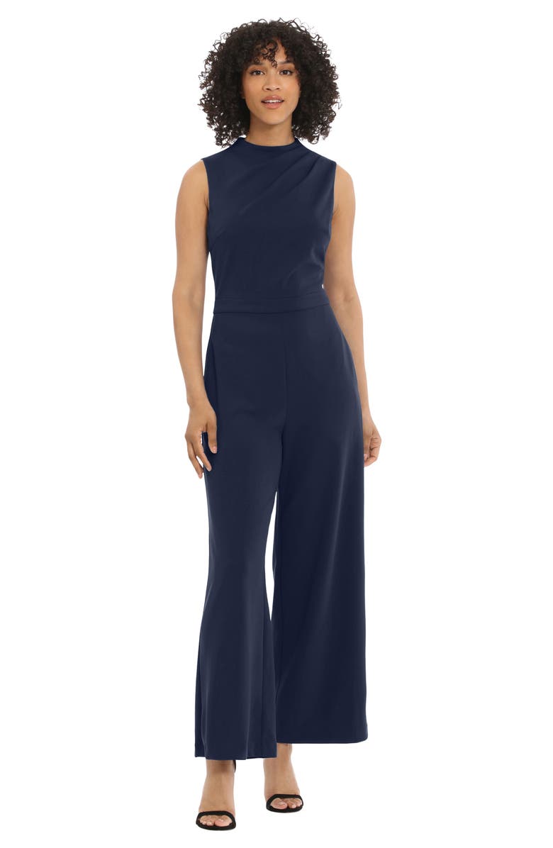 Maggy London Mock Neck Jumpsuit, Alternate, color, Twlght/Nvy