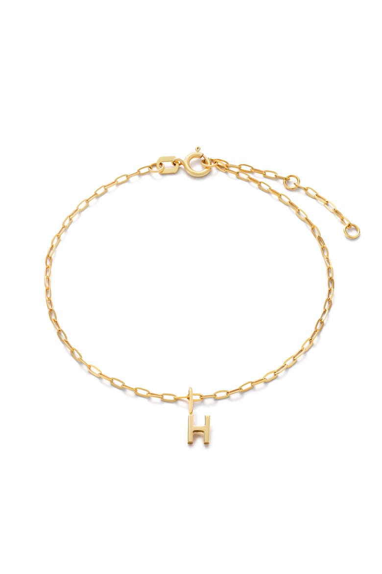 Gold Charm Letter Bracelet, Main, color, H