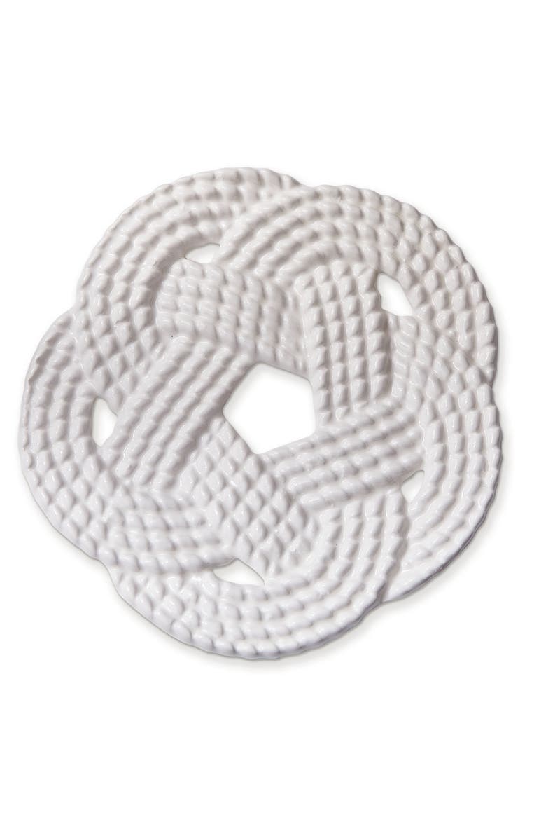 tag Rope Trivet Ivory Earthenware Summer, Main, color, Beige