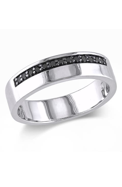 Men's Sterling Silver Black Diamond Ring - 0.20 ctw.