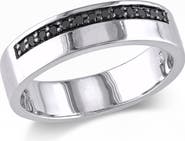 DELMAR Men's Sterling Silver Black Diamond Ring - 0.20 ctw.