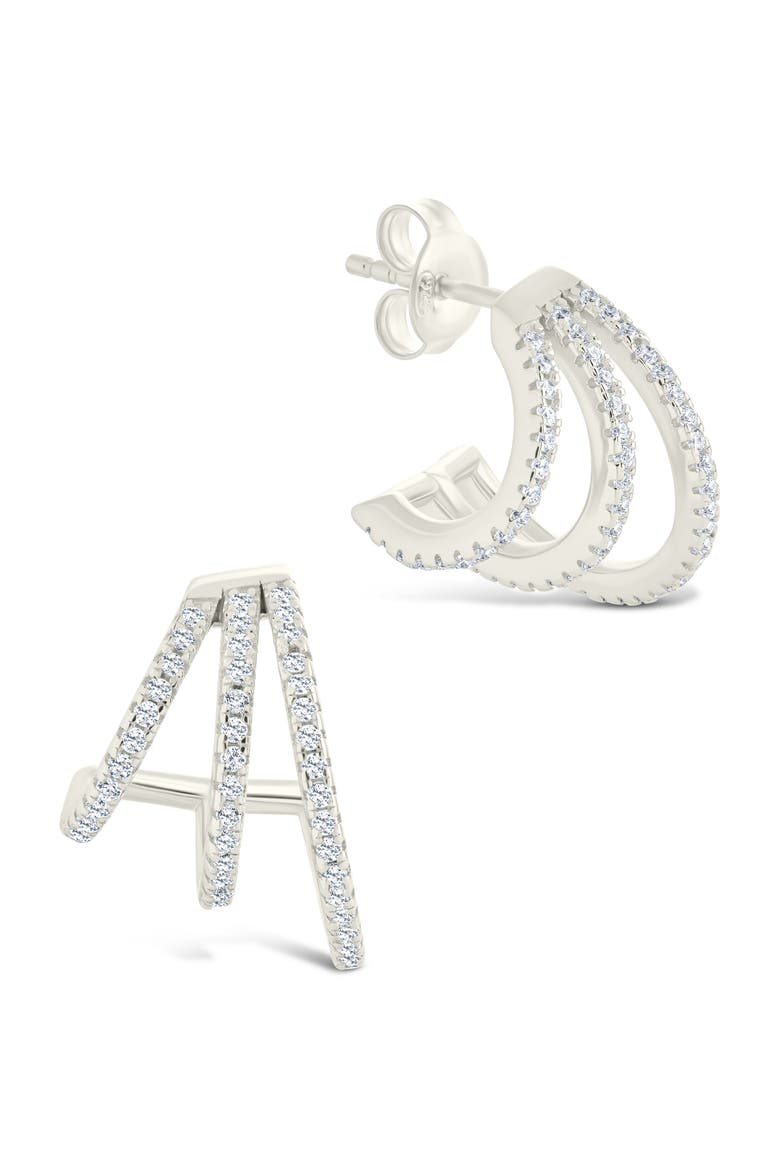 Porter Cubic Zirconia Triple Hoop Earrings, Main, color, SILVER