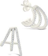 Sterling Forever Porter Cubic Zirconia Triple Hoop Earrings
