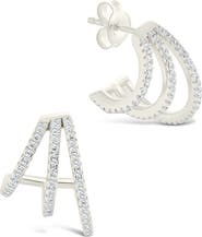 Sterling Forever Porter Cubic Zirconia Triple Hoop Earrings