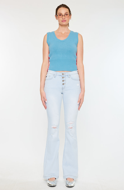 Kancan Harlowe Mid Rise Flare Jeans In Blue