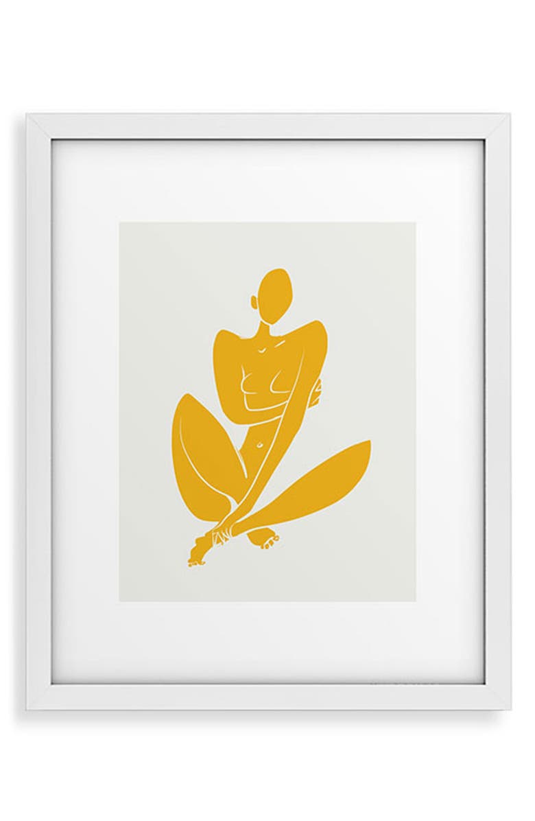 Deny Designs Nude in Yellow Framed Art Print, Main, color, Yellow