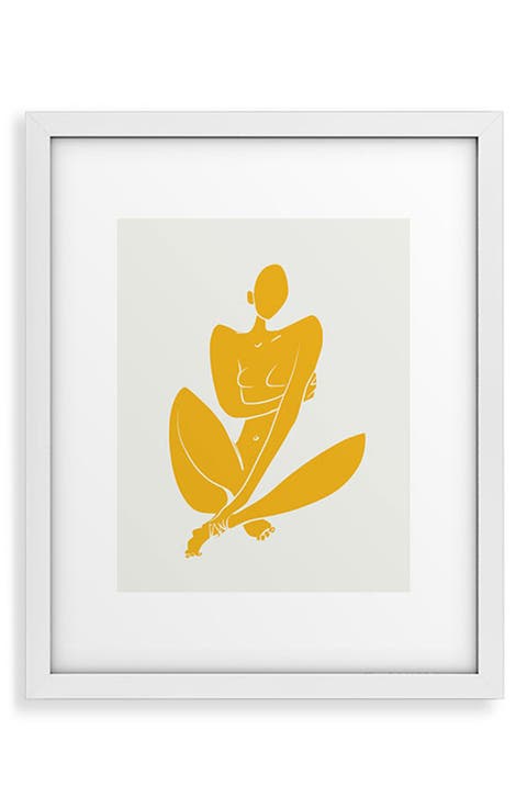 Nude in Yellow Framed Art Print