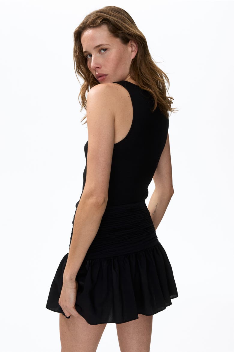 Ruched-waist Mini Skirt, Alternate, color, Black