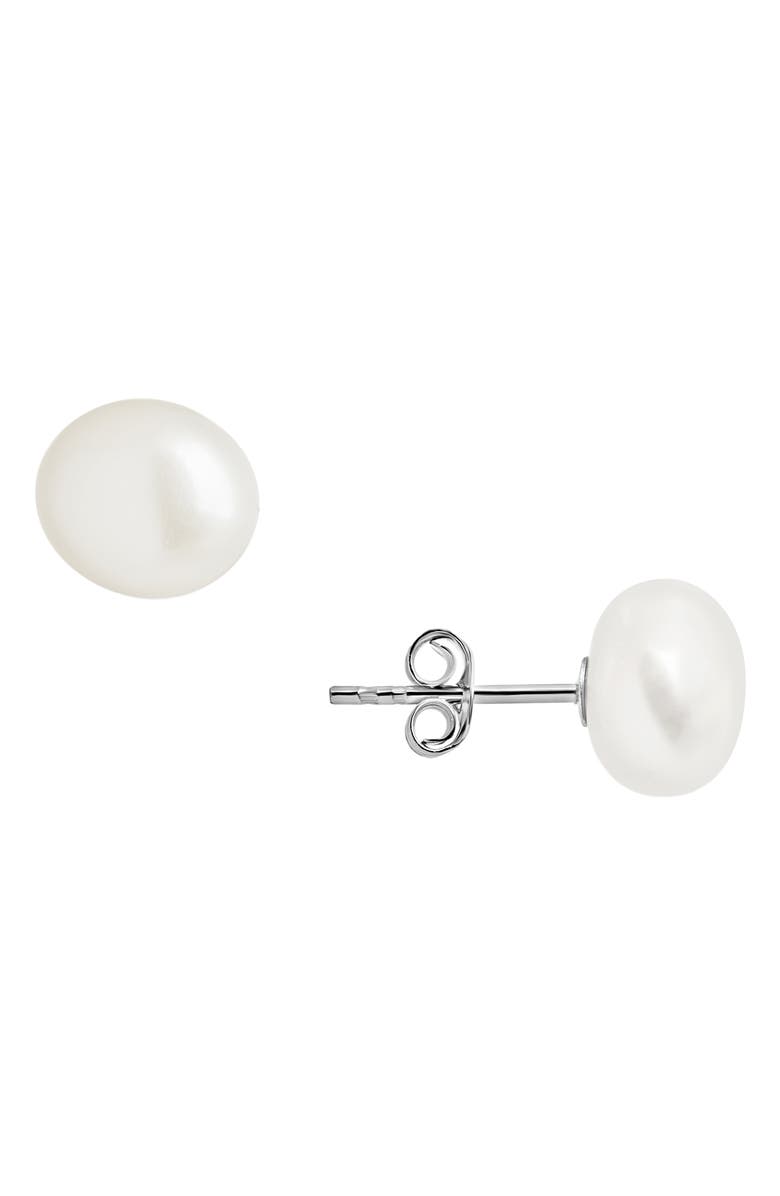 Sterling Forever Sterling Silver Baroque Pearl Stud, Alternate, color, Silver