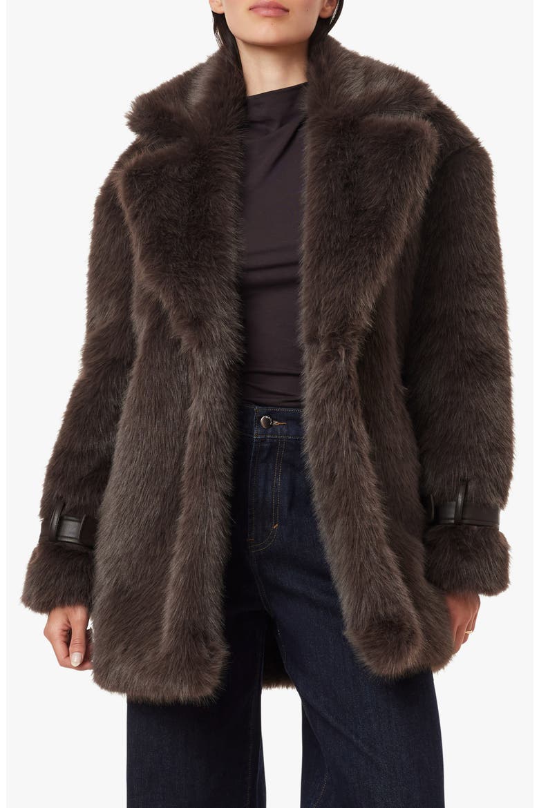 Faux Fur Coat, Main, color, DARK GRAY BROWN