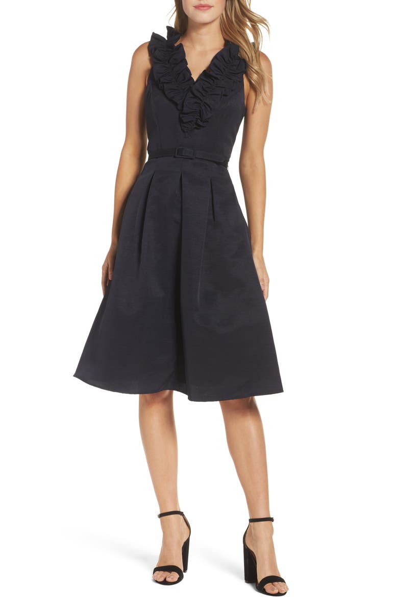 Fit & Flare Dress, Main, color, NAVY