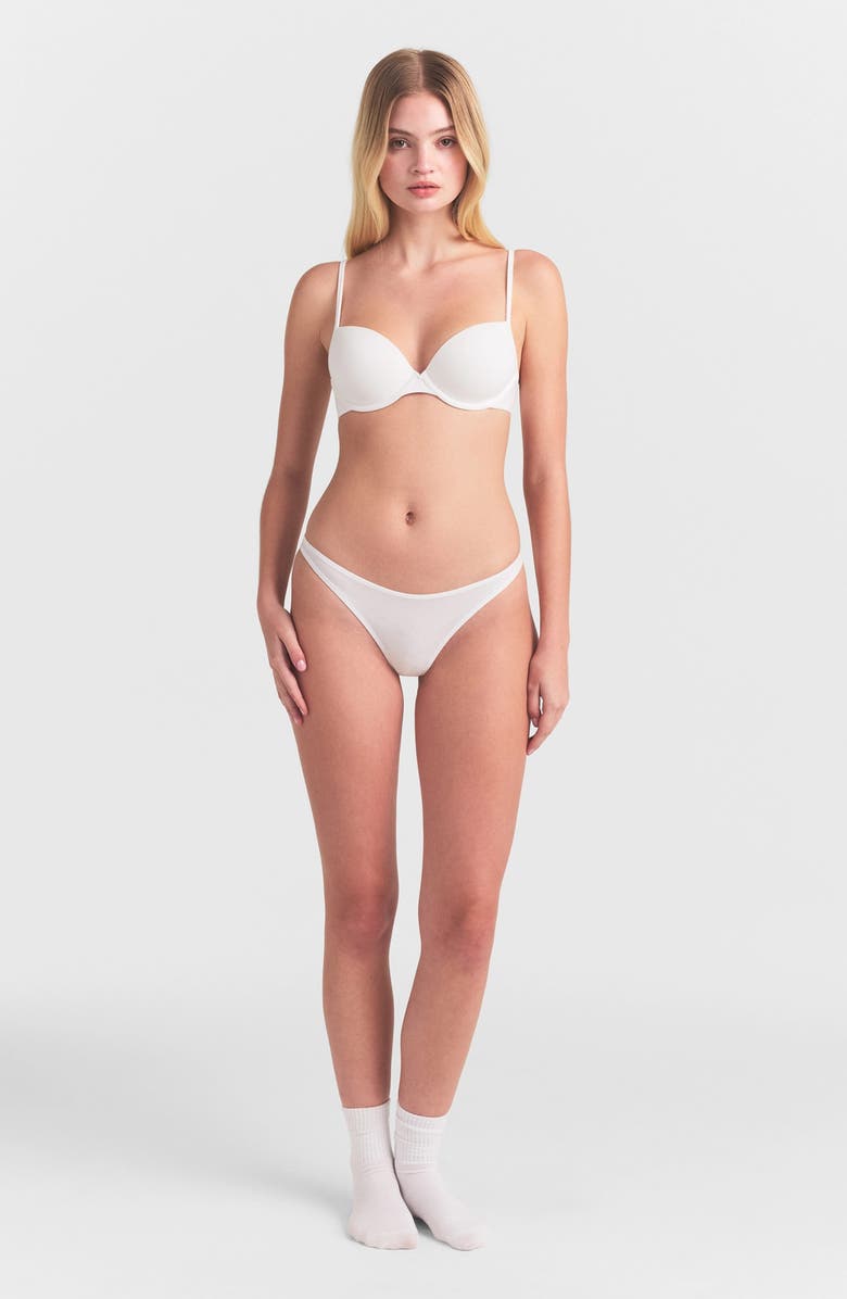 SKIMS Everyday Cotton Thong, Alternate, color, Snow