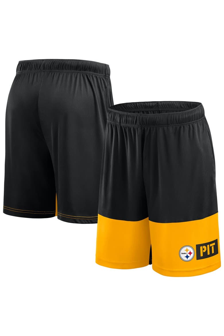 Men's Fanatics Black/Gold Pittsburgh Steelers Big & Tall Best of the Best Performance Shorts, Main, color, Black
