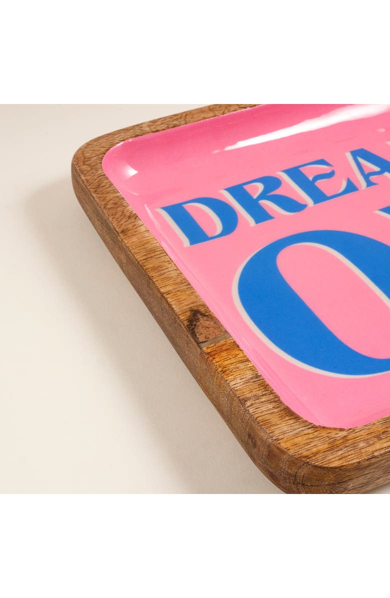 Zsa Zsa Zsu Lakri Mango Wood Tray 8X8 In, Alternate, color, Pink