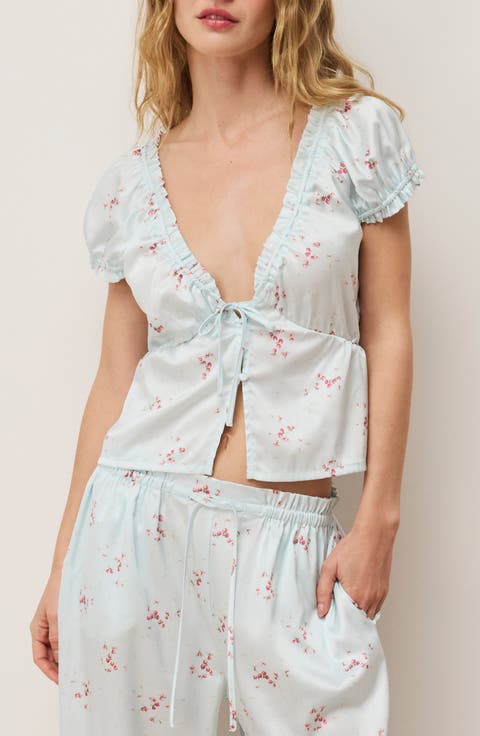 Fiocco Floral Puff Sleeve Sleep Top