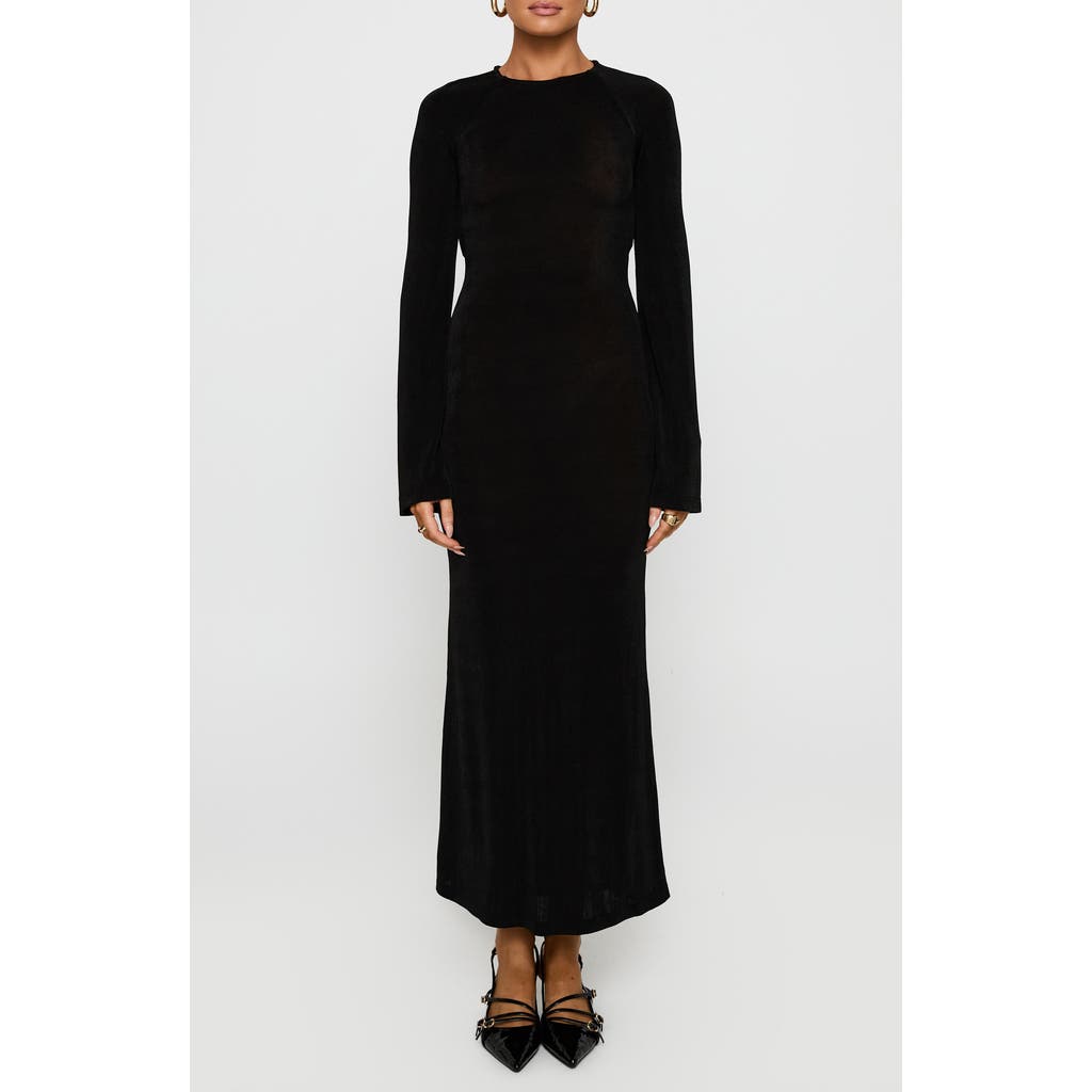 Princess Polly Amersham Open Back Long Sleeve Maxi Dress In Black