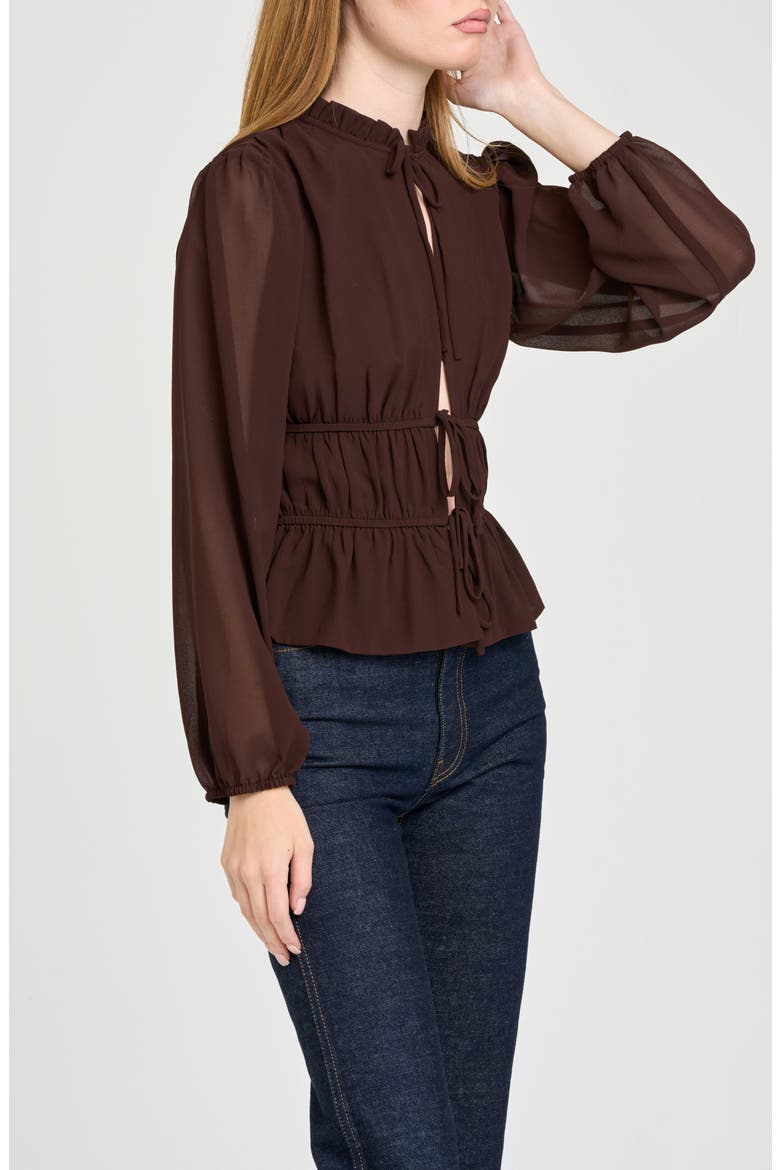 Elodie Gathered Top, Alternate, color, CHOCOLATE