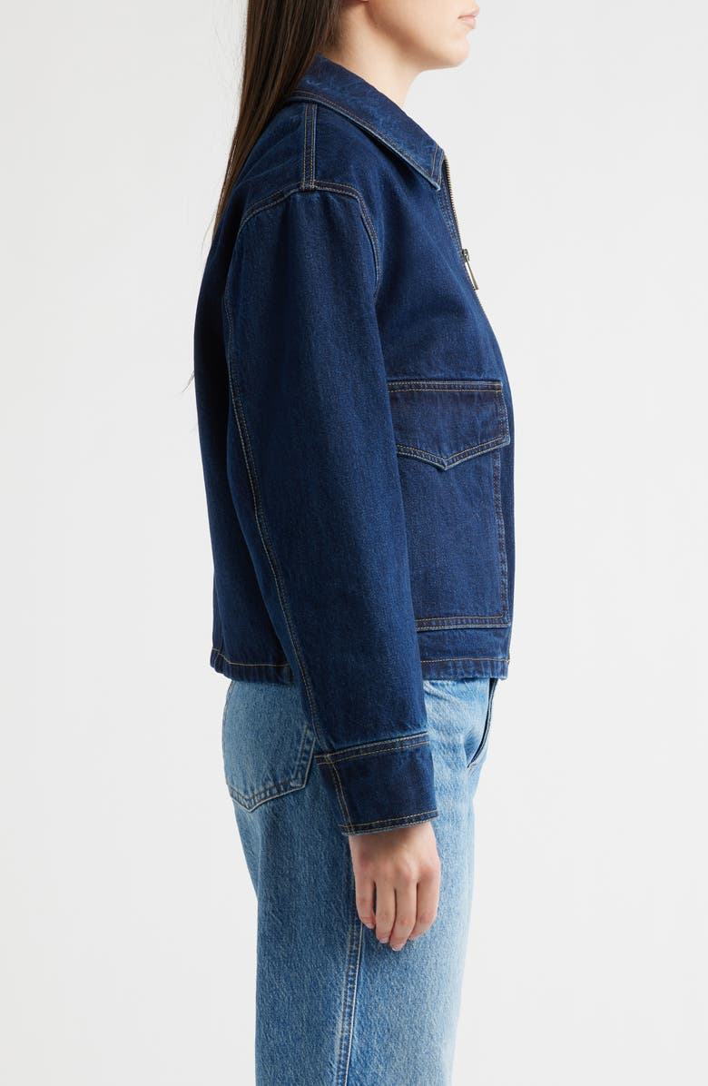 Michael Kors Crop Denim Jacket, Alternate, color, Dark Wash Denim