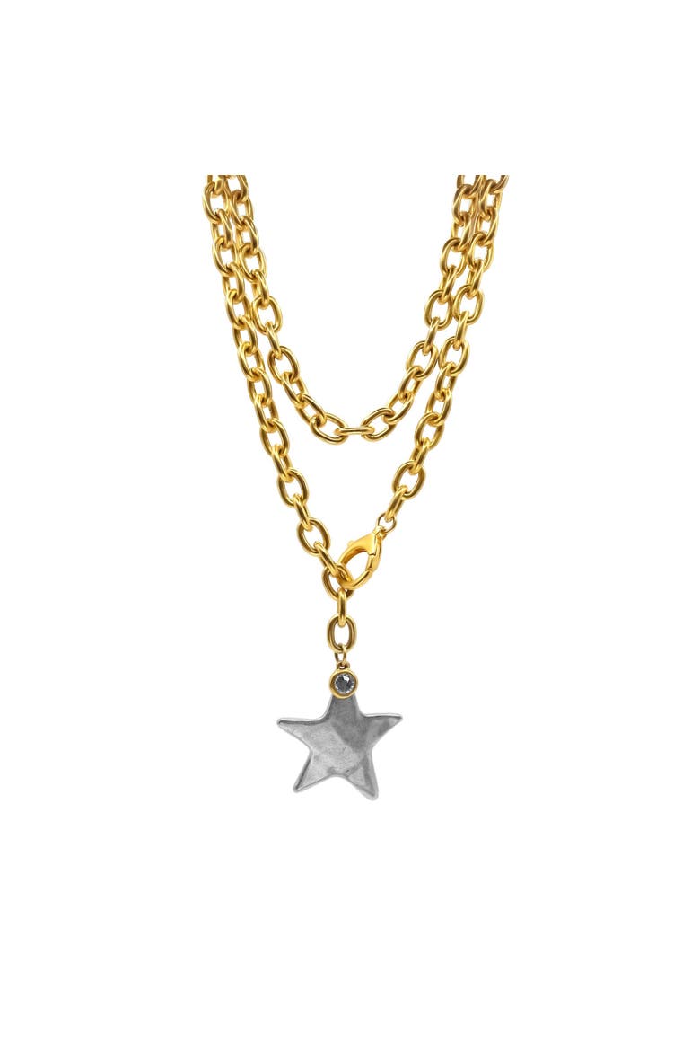 Prescott Two-Tone Star Necklace, Main, color, Gold
