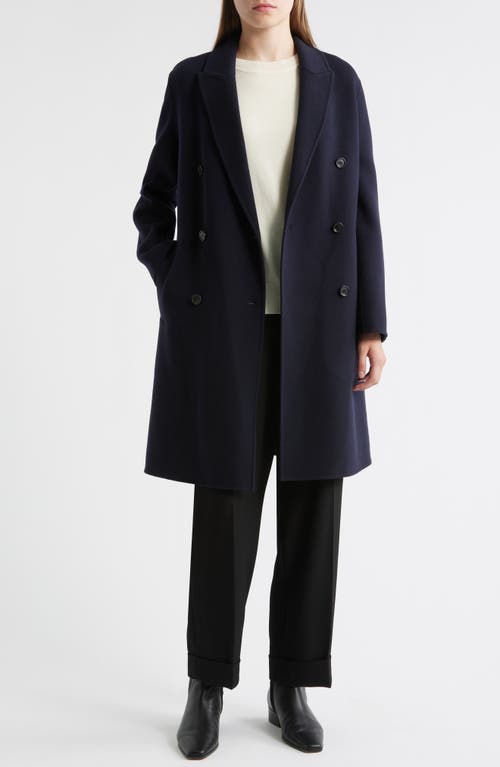 Theory Double Breasted Wool & Cashmere Coat In Blue