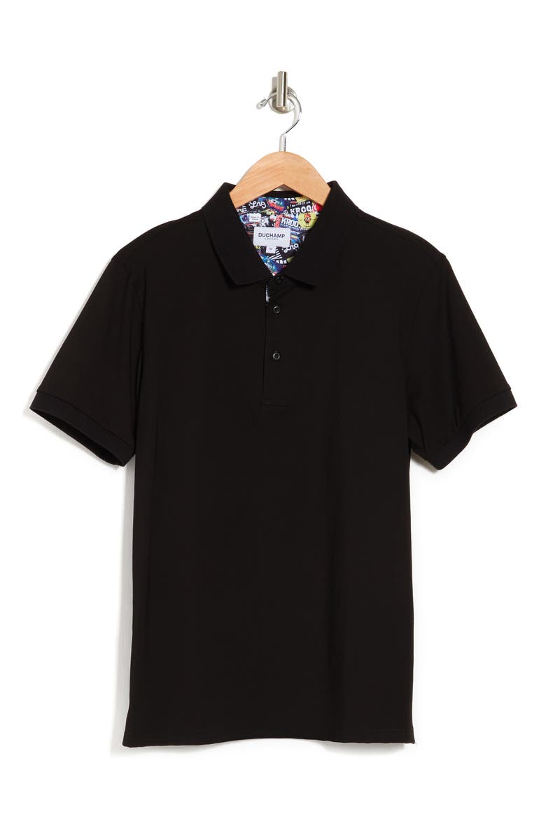 Contrast Trim Knit Polo, Alternate, color, BLACK