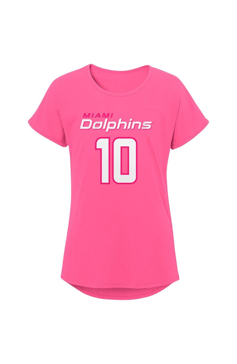 Outerstuff Girls Youth Tyreek Hill Pink Miami Dolphins Player Name & Number T-Shirt, Alternate, color, 