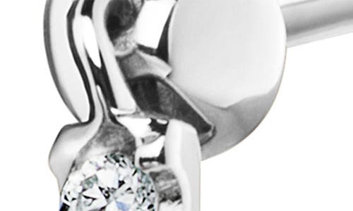 Maria Tash Diamond Eternity Single Bar Charm Stud Earring In Silver