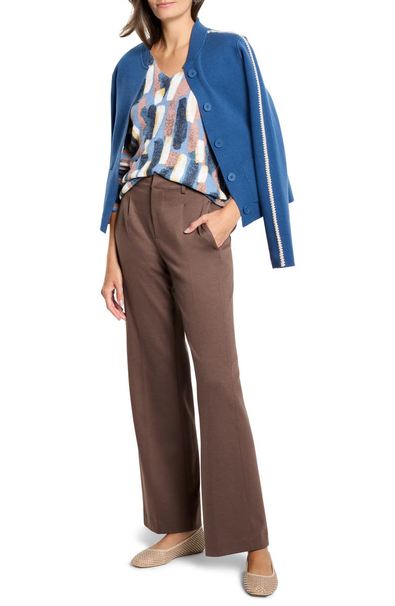 Brushstrokes Waffle Stitch V-Neck Sweater