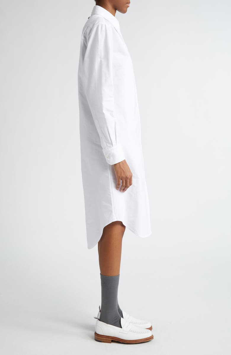 Thom Browne 4-Bar Long Sleeve Cotton Shirtdress, Alternate, color, White