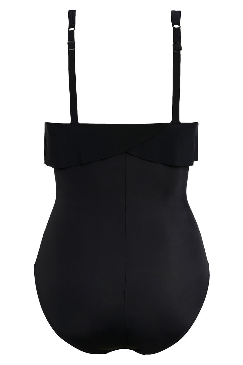 Halter Neck One-Piece Swimsuit, Alternate, color, BLACK