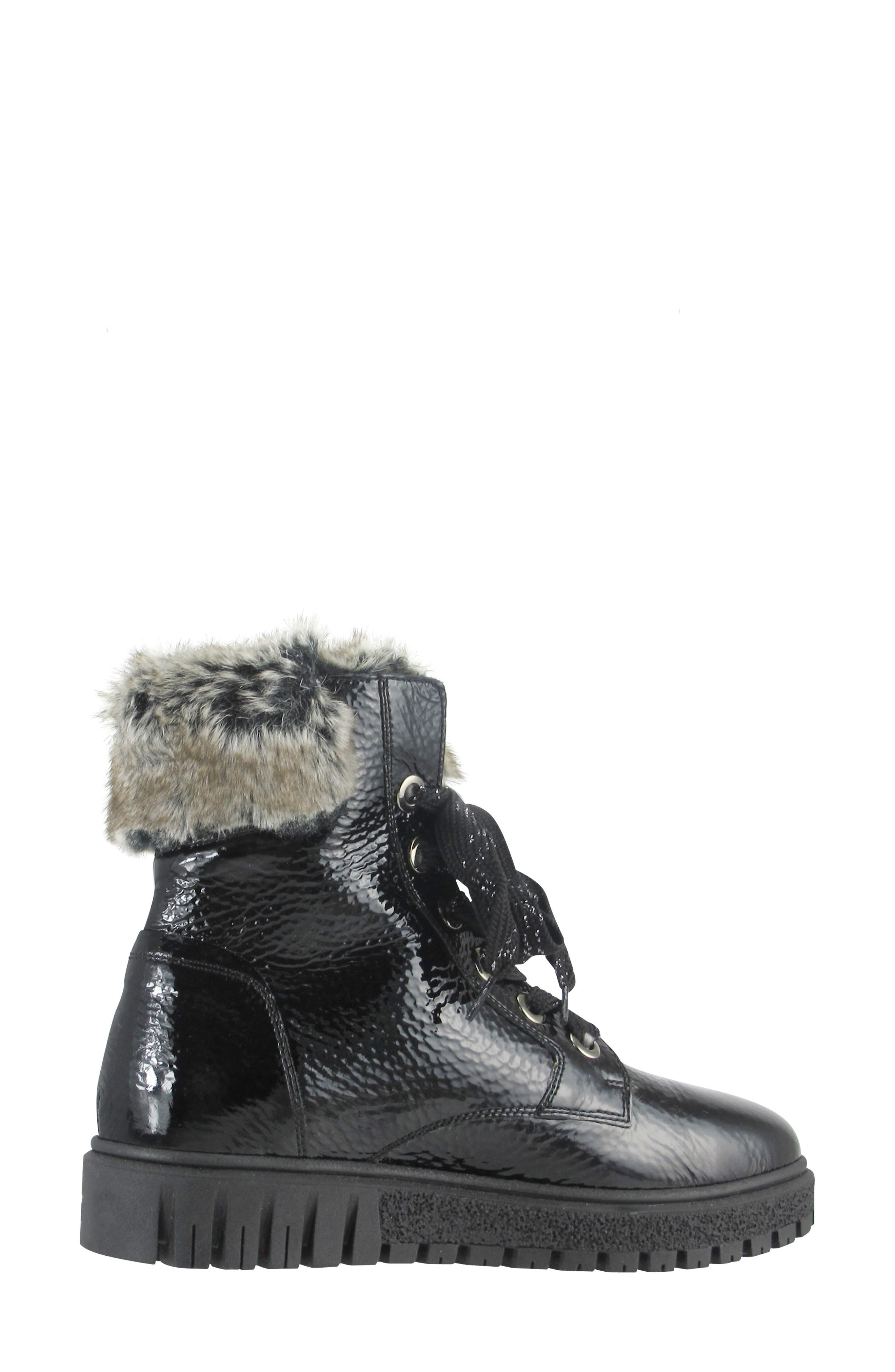 Isla Waterproof Crinkled Boot with Faux Fur Lining, Alternate, color, ONYX