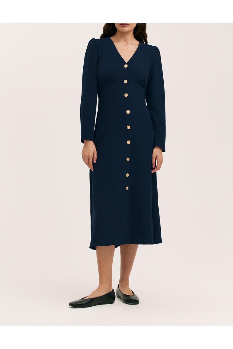 Caprice Long Sleeve Crepe Midi Dress, Alternate, color, Navy