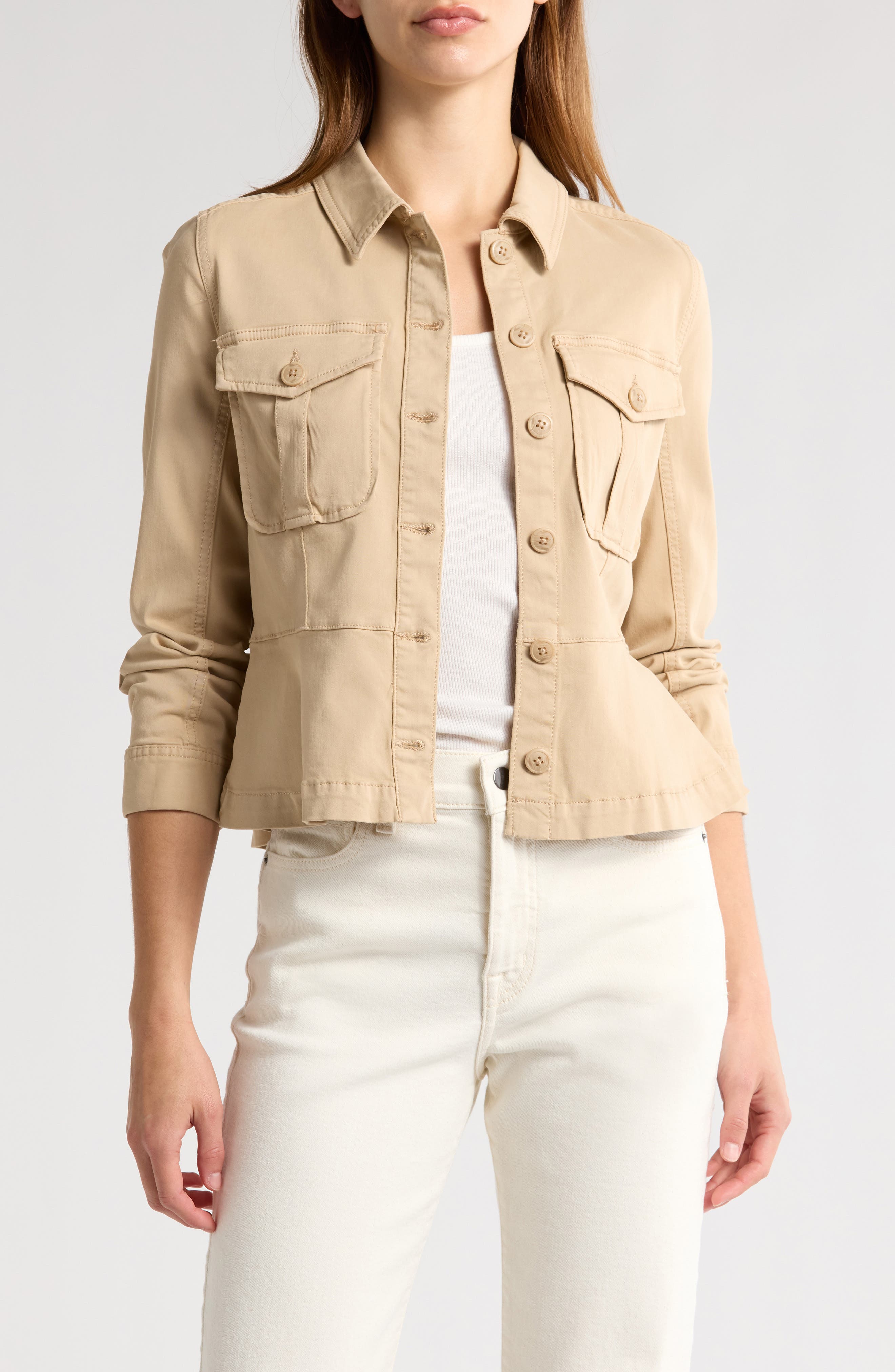 Liverpool Los Angeles Peplum Twill Trucker Jacket