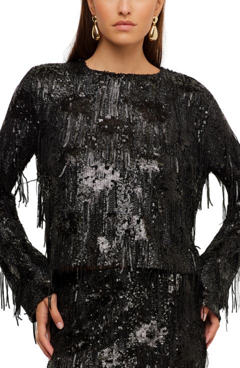 Danielle Sequin Fringe Top