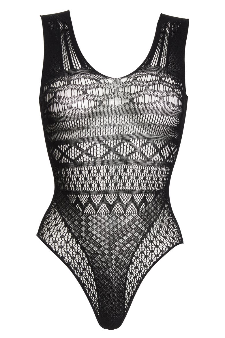 Lace Bodysuit, Alternate, color, BLACK